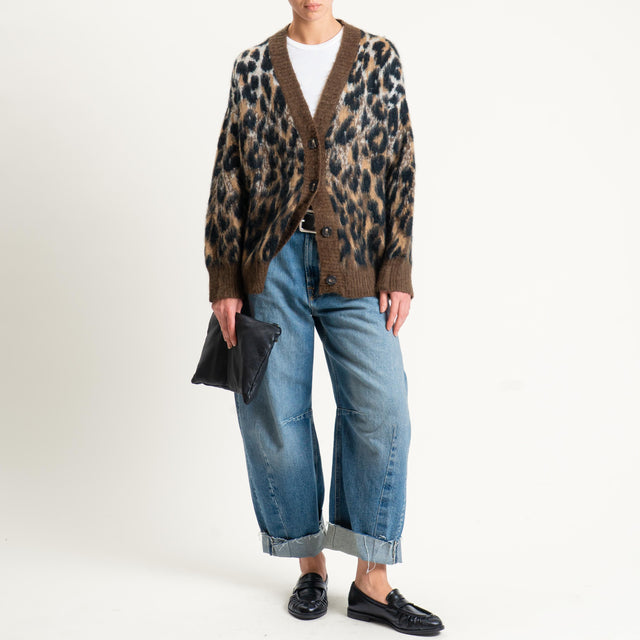 Tensione in-Cardigan mohair animalier - cioccolato/beige/nero