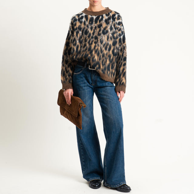Tensione in-Maglia mohair animalier - cioccolato/beige/nero