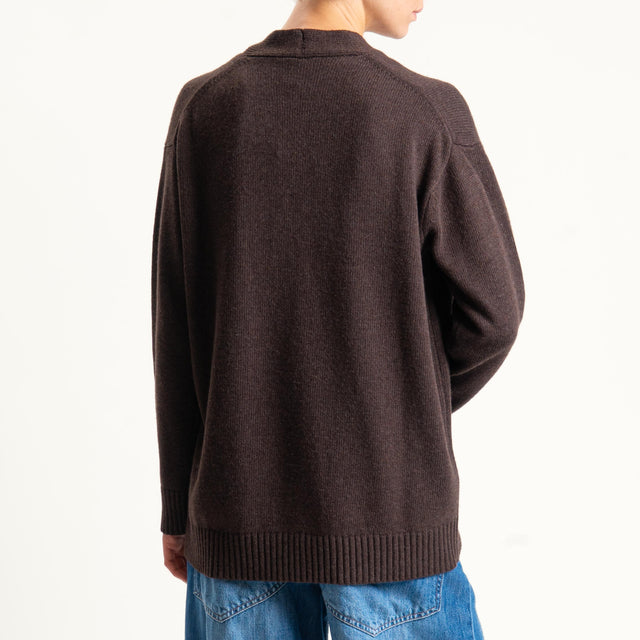 Tensione in-Cardigan oversize misto cashmere - moro