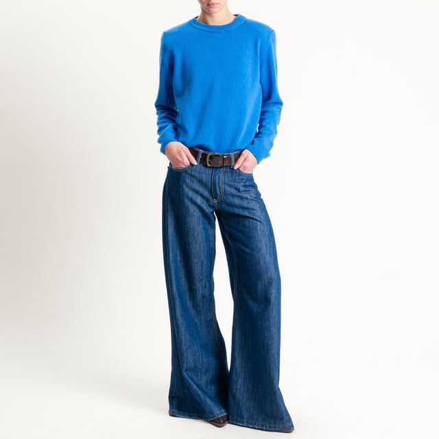 Tensione in-Maglia misto cashmere regular fit girocollo con spalline - bluette