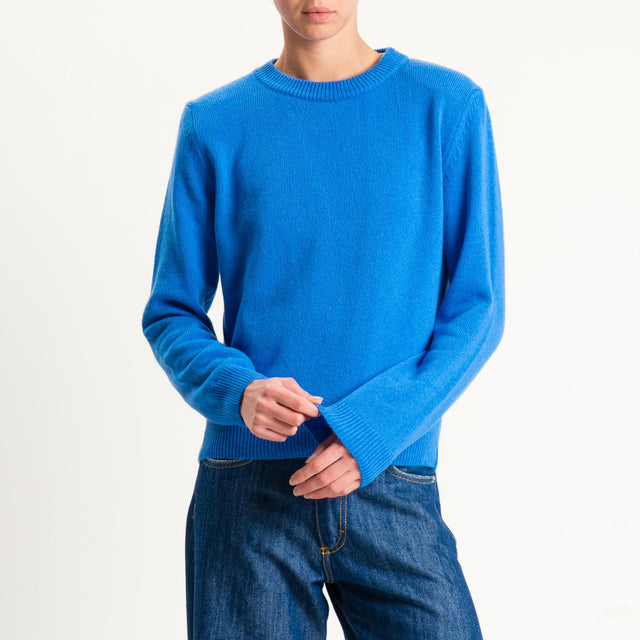 Tensione in-Maglia misto cashmere regular fit girocollo con spalline - bluette