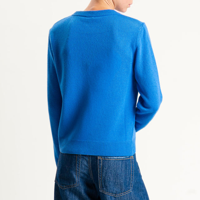 Tensione in-Maglia misto cashmere regular fit girocollo con spalline - bluette