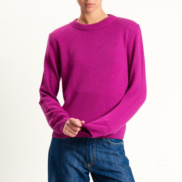 Tensione in-Maglia misto cashmere regular fit girocollo con spalline - fucsia