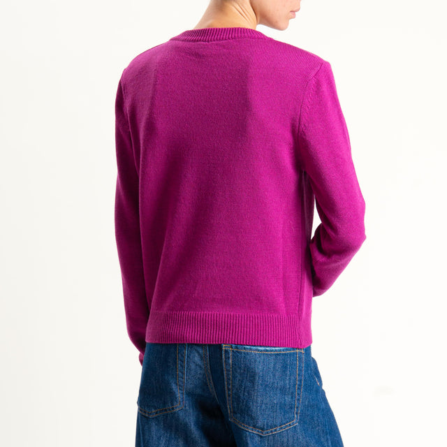 Tensione in-Maglia misto cashmere regular fit girocollo con spalline - fucsia