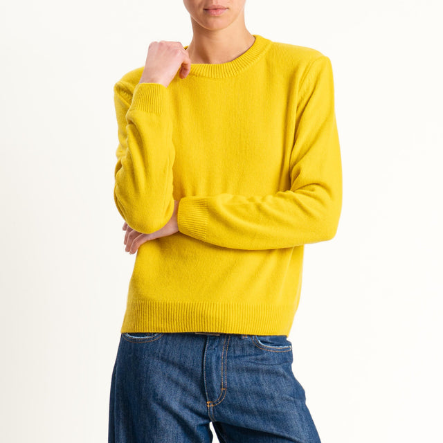 Tensione in-Maglia misto cashmere regular fit girocollo con spalline - giallo