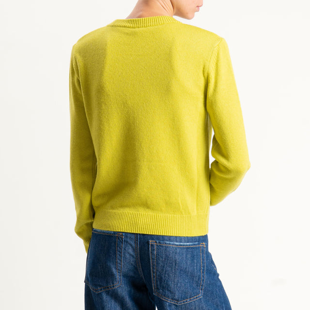 Tensione in-Maglia misto cashmere regular fit girocollo con spalline - lime