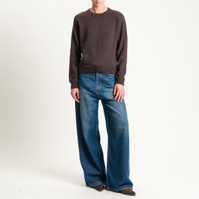 Tensione in-Maglia misto cashmere girocollo con spalline - moro