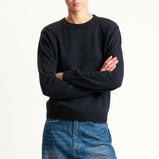 Tensione in-Maglia misto cashmere girocollo con spalline - nero