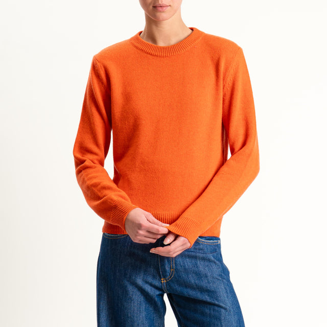 Tensione in-Maglia misto cashmere regular fit girocollo con spalline - arancio