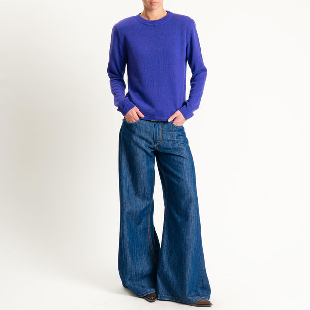 Tensione in-Maglia misto cashmere regular fit girocollo con spalline - viola