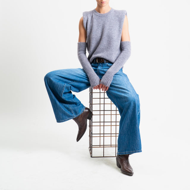 Tensione in-Maglia smanicata misto lana con spalline + manicotti - grigio