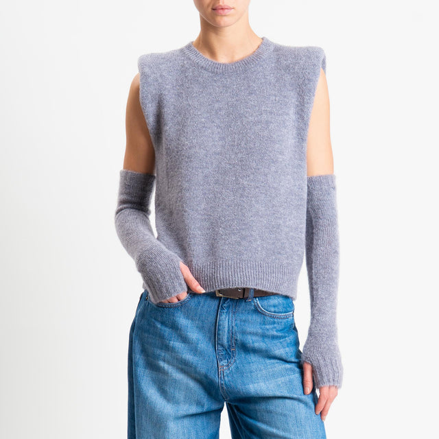 Tensione in-Maglia smanicata misto lana con spalline + manicotti - grigio
