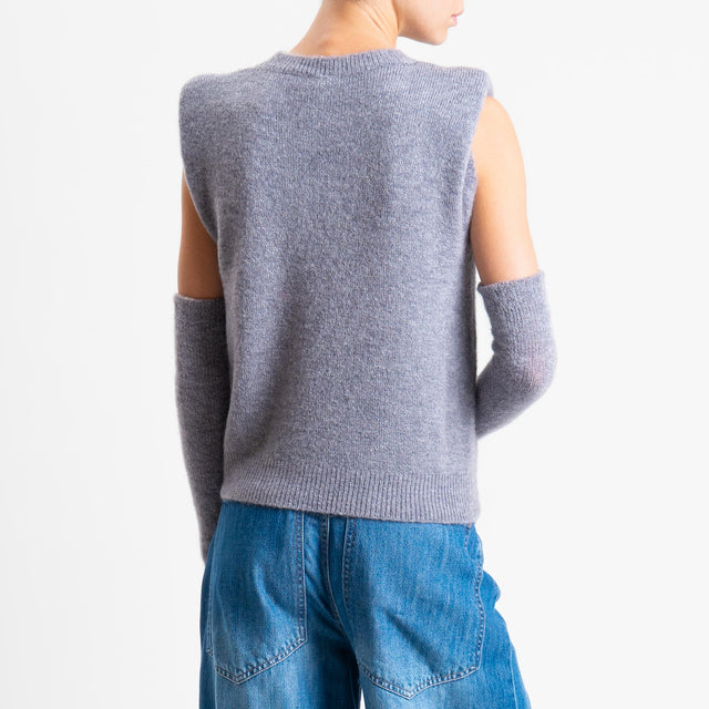 Tensione in-Maglia smanicata misto lana con spalline + manicotti - grigio