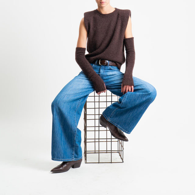 Tensione in-Maglia smanicata misto lana con spalline + manicotti - moro