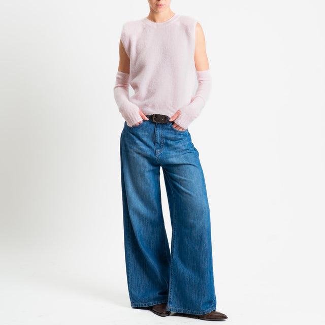 Tensione in-Maglia smanicata misto lana con spalline + manicotti - rosa