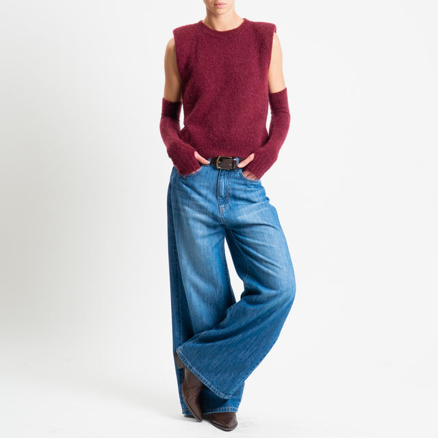 Tensione in-Maglia smanicata misto lana con spalline + manicotti - Bordeaux