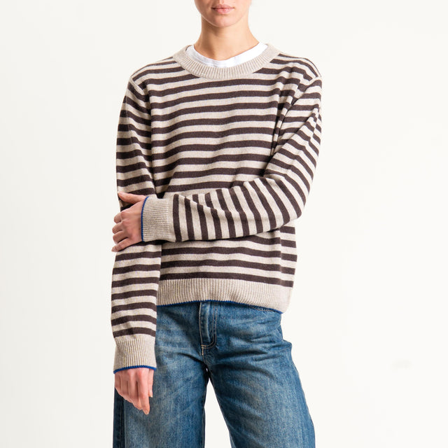 Tensione in-Maglia a righe misto cashmere - blu/moro/beige