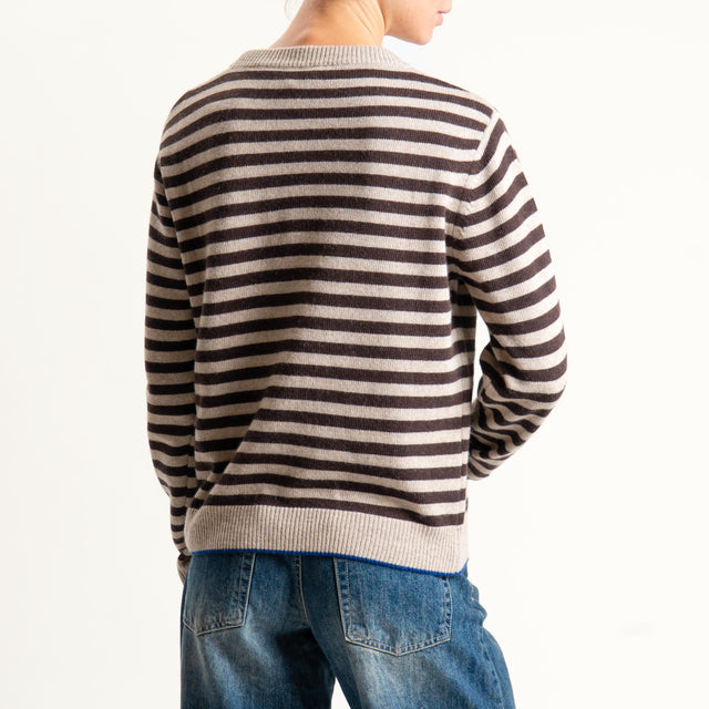Tensione in-Maglia a righe misto cashmere - blu/moro/beige