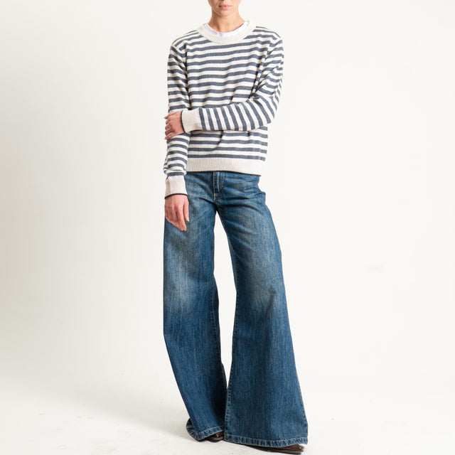 Tensione in-Maglia a righe misto cashmere - moro/antracite/burro