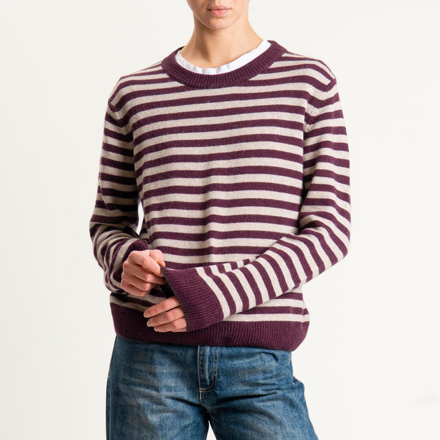 Tensione in-Maglia a righe misto cashmere - moro/bordeaux/beige