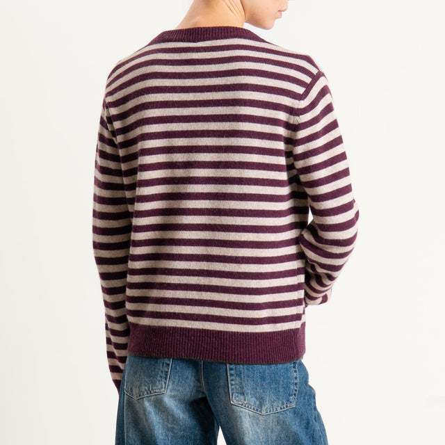 Tensione in-Maglia a righe misto cashmere - moro/bordeaux/beige