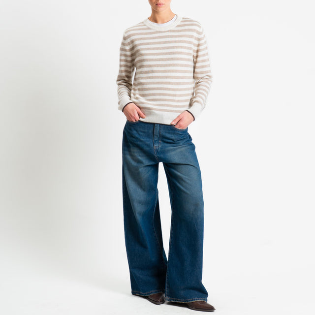 Tensione in-Maglia a righe misto cashmere - moro/panna/beige