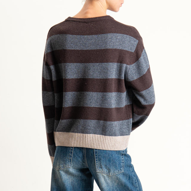 Tensione in-Maglia righe misto cashmere - beige/antracite/moro