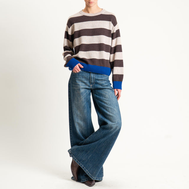 Tensione in-Maglia righe misto cashmere - blu/moro/beige