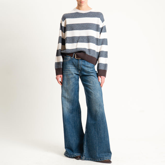 Tensione in-Maglia righe misto cashmere - moro/antracite/burro