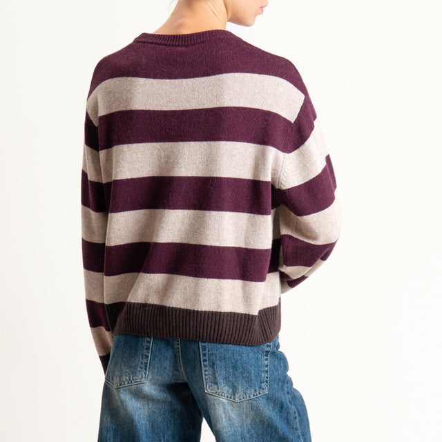 Tensione in-Maglia righe misto cashmere - moro/bordeaux/beige