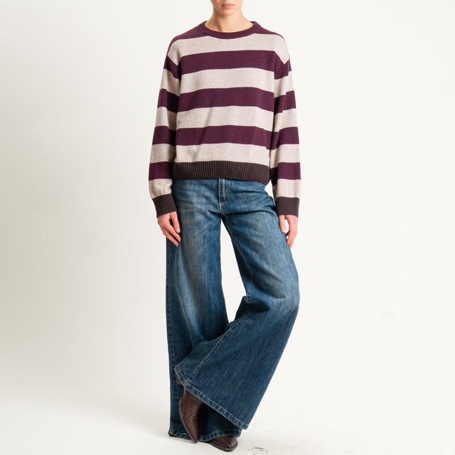 Tensione in-Maglia righe misto cashmere - moro/bordeaux/beige