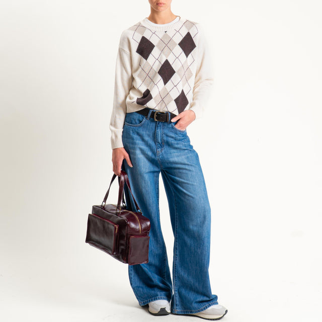 Tensione in-Maglia rombi misto cashmere - burro/moro/casha