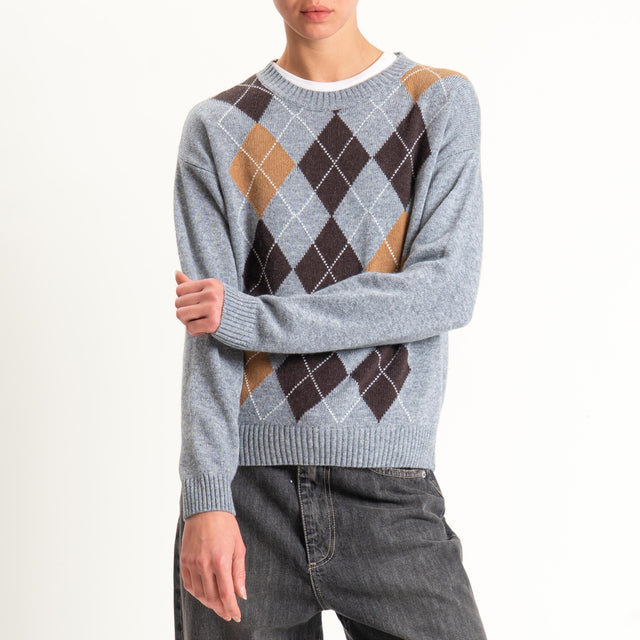 Tensione in-Maglia rombi misto cashmere - grigio/moro/camel