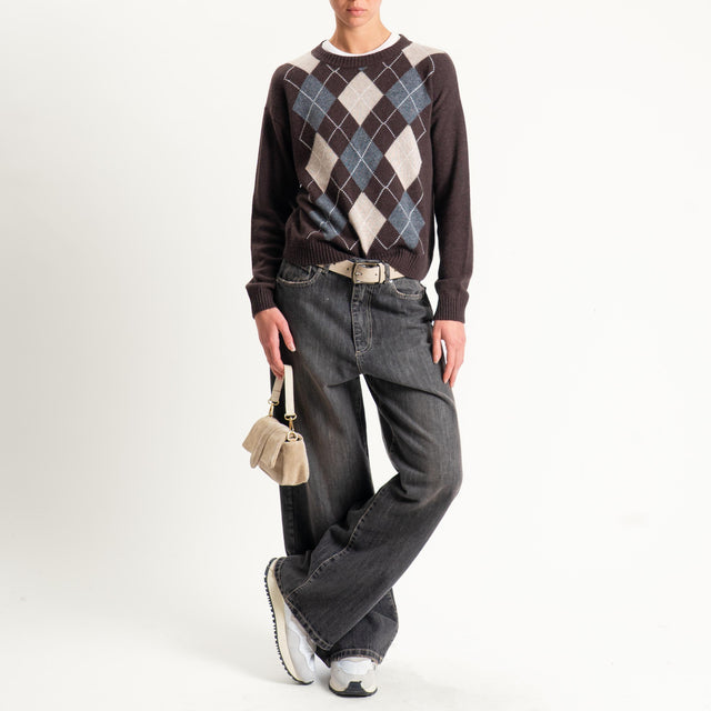 Tensione in-Maglia rombi misto cashmere - moro/antracite/beige