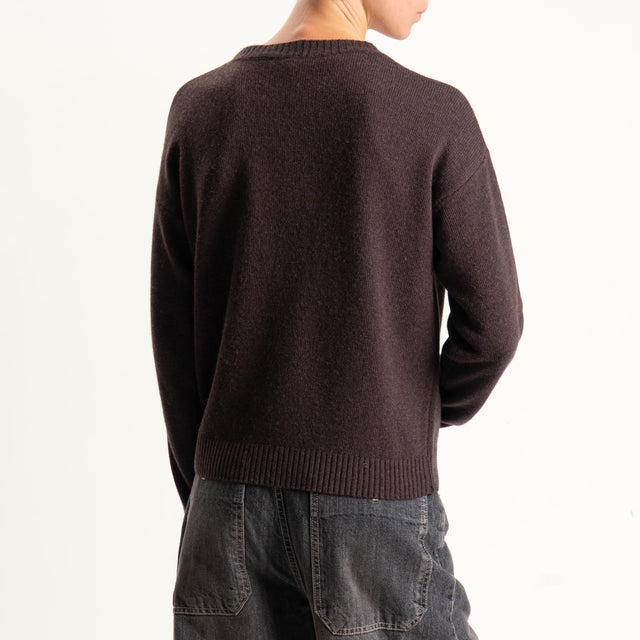 Tensione in-Maglia girocollo rombi argyle misto cashmere - moro/antracite/beige