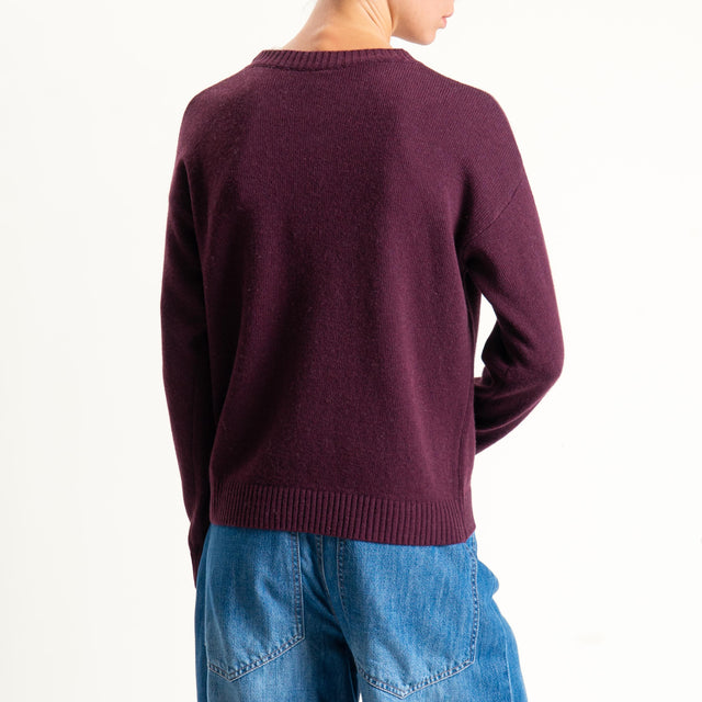 Tensione in-Maglia girocollo rombi argyle misto cashmere - bordeaux/grigio/rosa