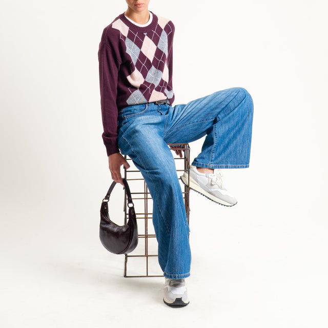 Tensione in-Maglia rombi misto cashmere - bordeaux/grigio/rosa