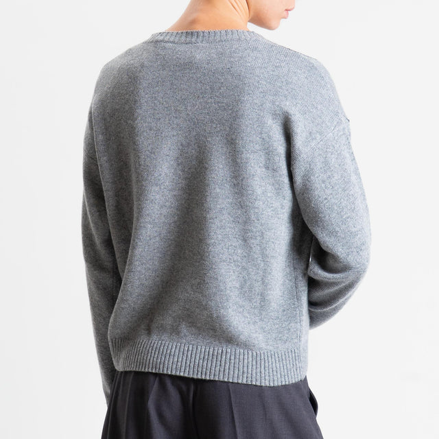 Tensione in-Maglia rombi misto cashmere - grigio/lime/antracite