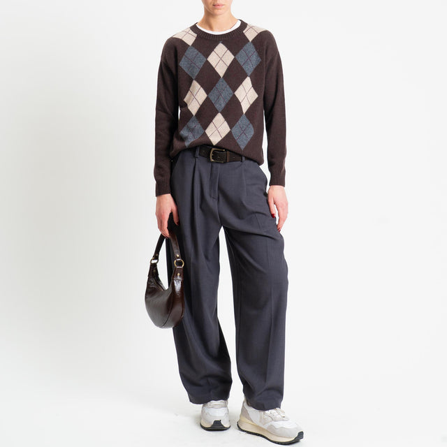 Tensione in-Maglia rombi misto cashmere - moro/antracite/casha/bordeaux