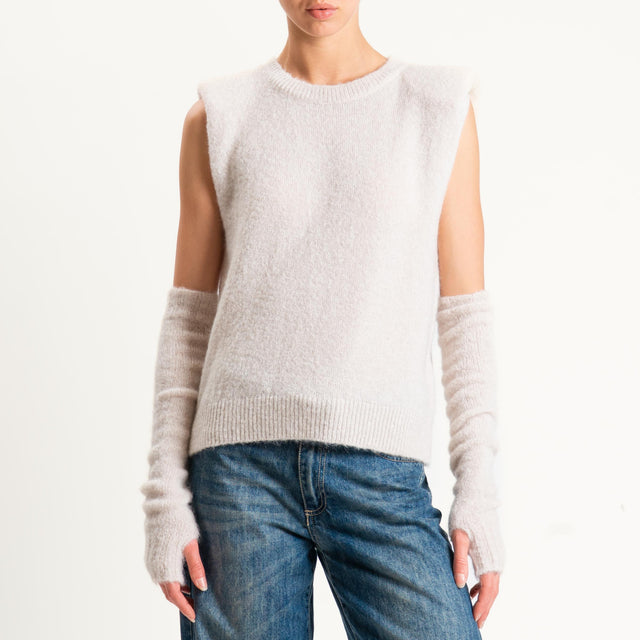 Tensione in-Maglia mohair elasticizzato con manico - burro
