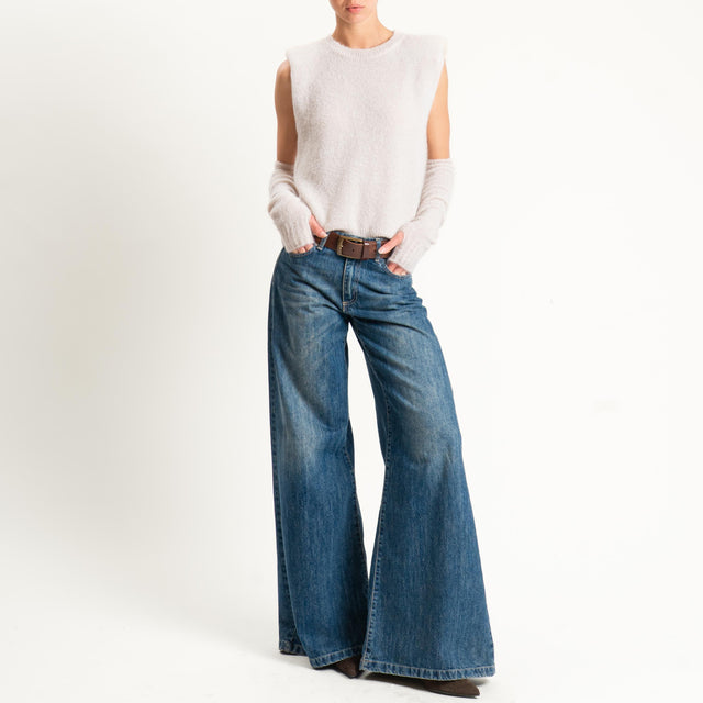 Tensione in-Maglia mohair elasticizzato con manico - burro