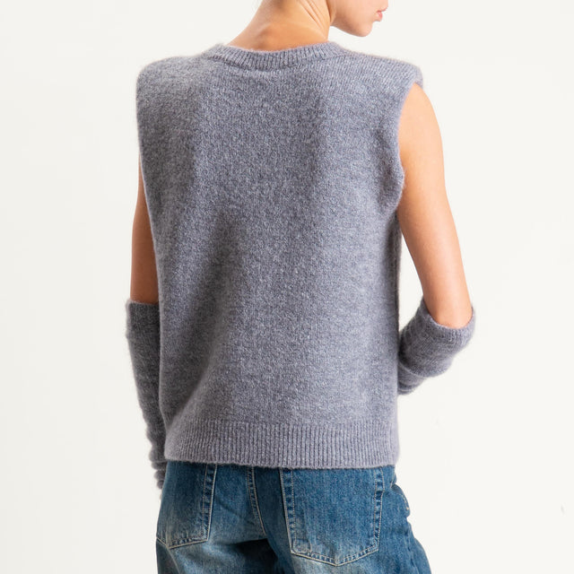 Tensione in-Maglia mohair elasticizzato spalline imbottite con manicotti - grigio