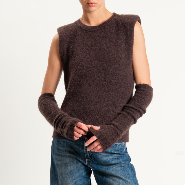 Tensione in-Maglia mohair elasticizzato con manico - moro