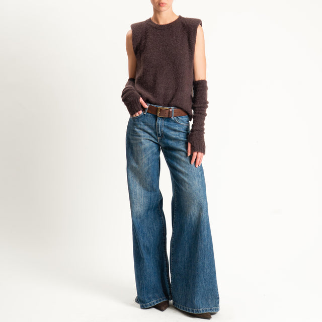 Tensione in-Maglia mohair elasticizzato con manico - moro