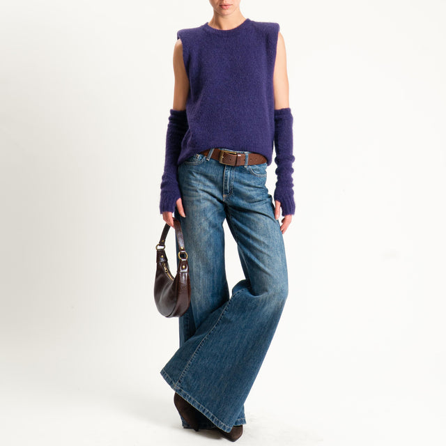 Tensione in-Maglia mohair elasticizzato con manico - viola