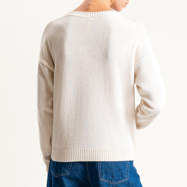 Tensione in-Maglia rombi argyle misto cashmere scollo v - burro/moro/casha