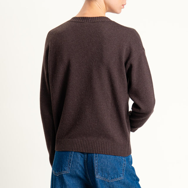 Tensione in-Maglia rombi misto cashmere scollo v - marrone/biege/antracite