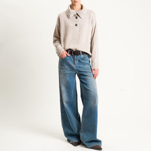 Tensione in-Maglia collo alto con bottoni misto cashmere - cacha