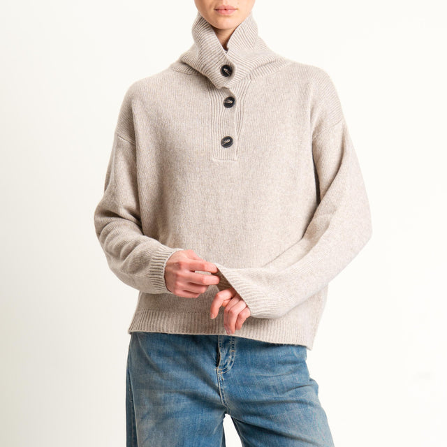 Tensione in-Maglia collo alto con bottoni misto cashmere - cacha