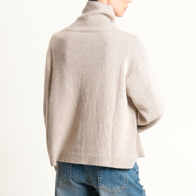 Tensione in-Maglia collo alto con bottoni misto cashmere - cacha